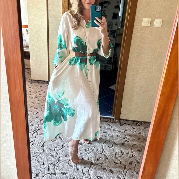 100% linen midi dress - Picture 2 of 7